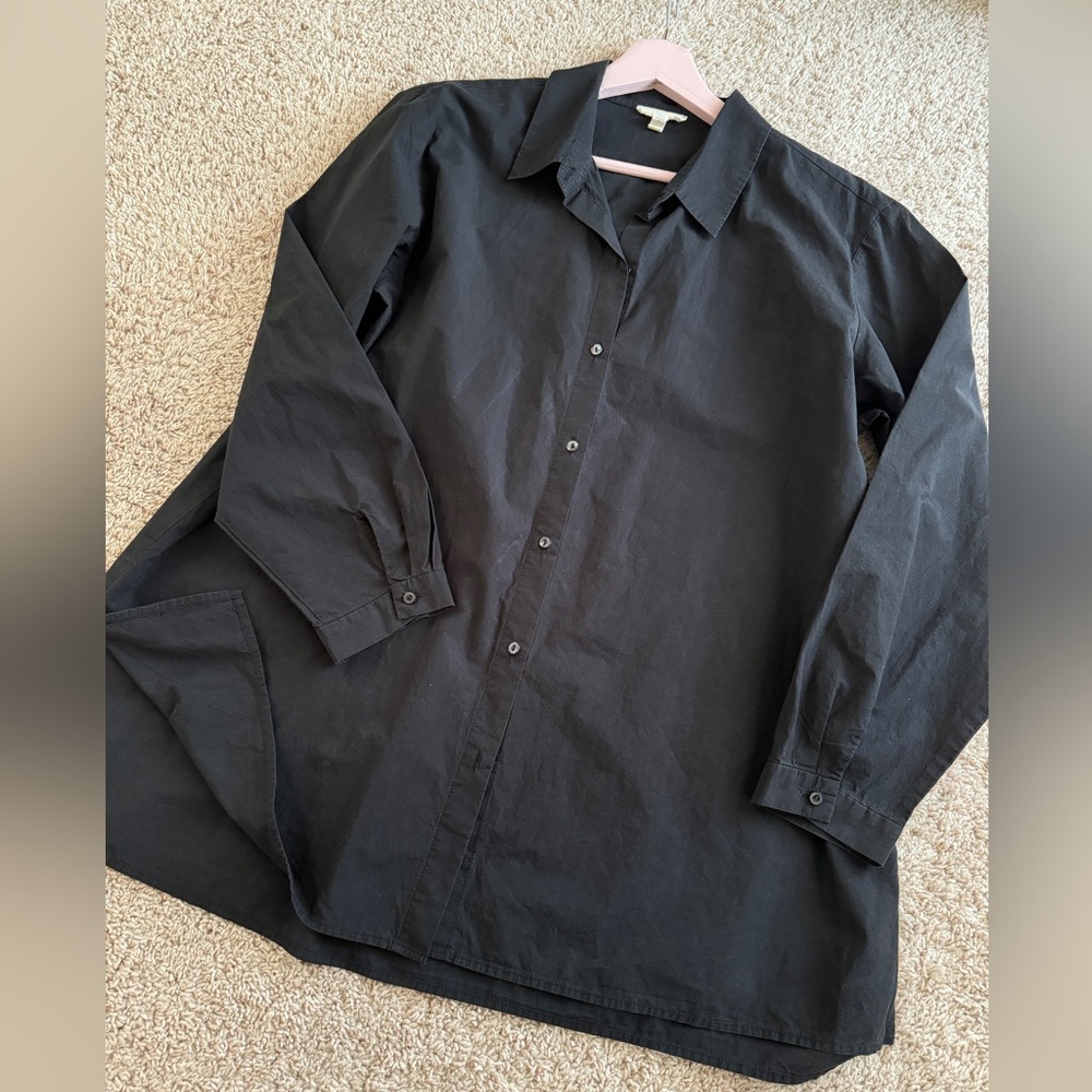 Eileen Fisher Classic Collar Easy Organic Cotton Button-Up Shirt Size XL - Picture 5 of 13